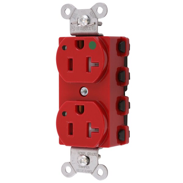 Hubbell Wiring Device-Kellems Straight Blade Devices, Receptacles, Duplex, SNAPConnect, Hospital Grade, Tamper Resistant, LED Indicator, 20A 125V, 5-20R - SNAP8300RLTRA
