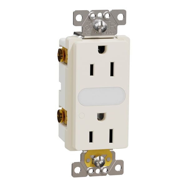 Tomacorriente cuadrado Square D, 15 A, Decorativo, Iluminado, Dúplex, 15 Amp, 125 V