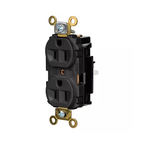 Hubbell Wiring Device-Kellems Receptacle, 1/2 hp, 125V AC, NEMA 5-15R - HBL5262STBK