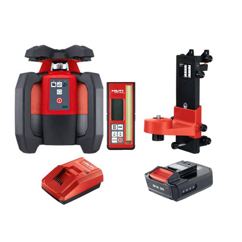 Hilti PR-30-HVSG A12, Nivel láser verde autonivelante de 33 pies con paquete de batería, montura y placa objetivo - 3592644