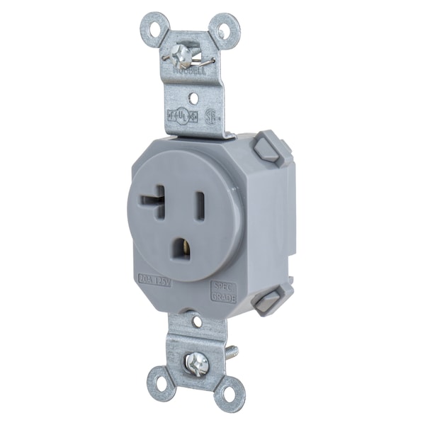 Hubbell Wiring Device-Kellems Enchufe Individual SNAP 5-20R, 20A 125V GY - SNAP5361GY