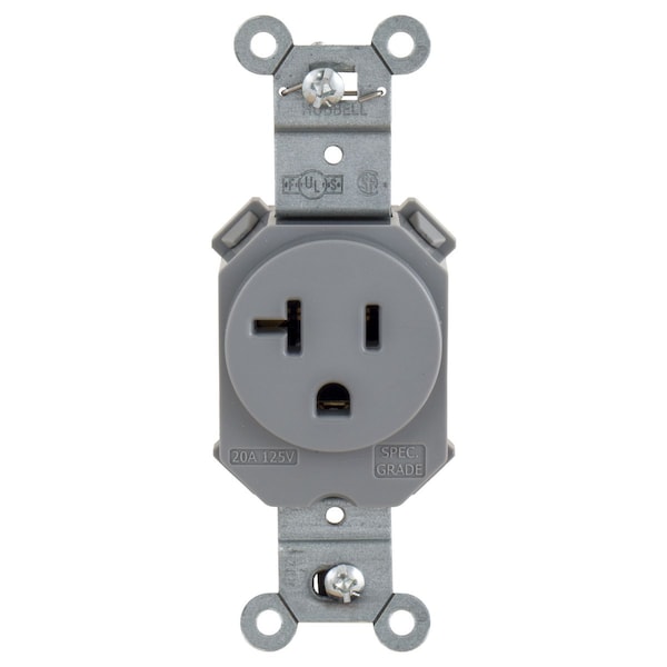 Hubbell Wiring Device-Kellems Enchufe Individual SNAP 5-20R, 20A 125V GY - SNAP5361GY