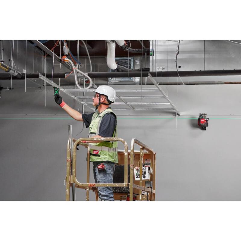 Nivel láser verde autoplaneante Milwaukee M12 de 12 voltios, 165 pies, de un solo plano y 360° con paquete de batería de 3.0 - 3631-20-48-11-2430