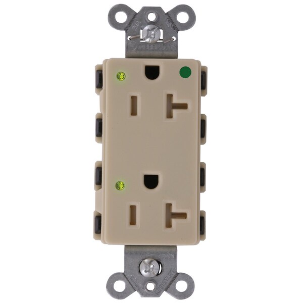 Receptáculo Hubbell Wiring Device-Kellems, 20 amperios, 125V CA, Montaje al ras, Tomas estándar dobles, 5-20R, marfil - SNAP2182ILTRA