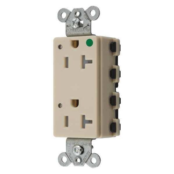 Receptáculo Hubbell Wiring Device-Kellems, 20 amperios, 125V CA, Montaje al ras, Tomas estándar dobles, 5-20R, marfil - SNAP2182ILTRA