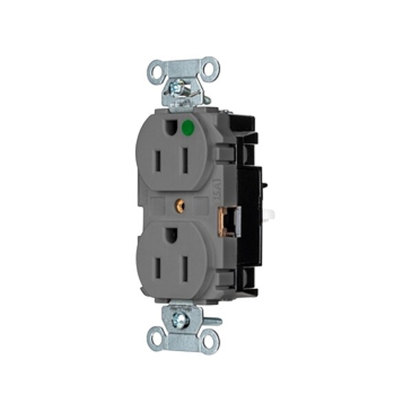 Receptáculo Hubbell Wiring Device-Kellems, 1/2 hp, 125V AC, NEMA 5-15R - 8200STGY