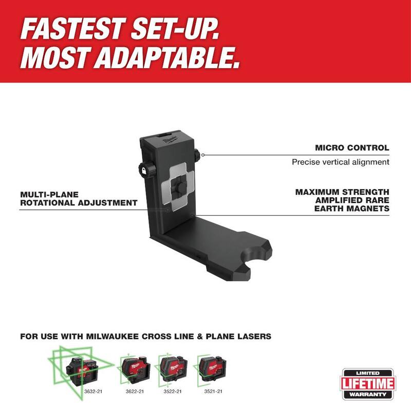 Milwaukee 100 ft. Kit de nivel láser recargable con línea transversal y puntos de plomada verdes con montura láser de conexión rápida de 360° - 3522-21-48-35-1311