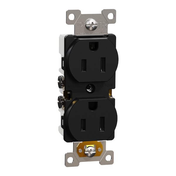 Socket-Outlet Square D, Serie X, 15 A, Estándar, Dúplex, 15 Amperios, 125 V:-:125VAC - SQR42101BK