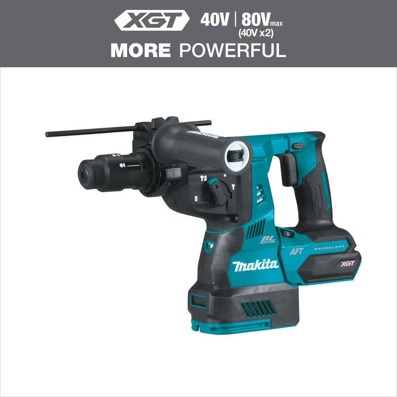 Martillo rotativo inalámbrico Makita 40V Max XGT sin escobillas de 1-1/8 pulgadas, con mandril intercambiable, compatible con AWS (Herramienta Únicamente) - GRH02Z