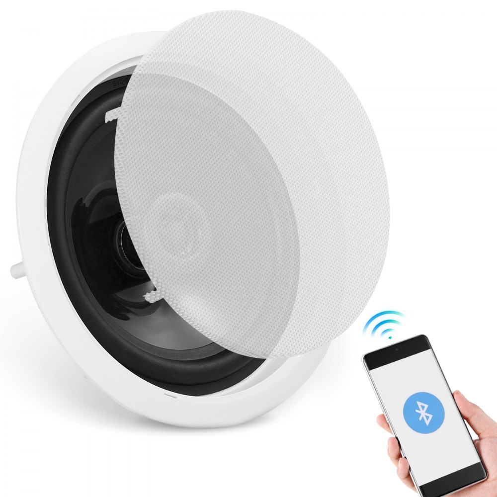 VEVOR 6.5'' Bluetooth in Ceiling Speakers, 150W, Flush Mount Ceiling & in-Wall Speaker System with 8ΩImpedance 89dB Sensitivity, for Home Kitchen Living Room Bedroom or Covered Outdoor Porches, Single - DPXDYSQ65YCYY8WDGV1