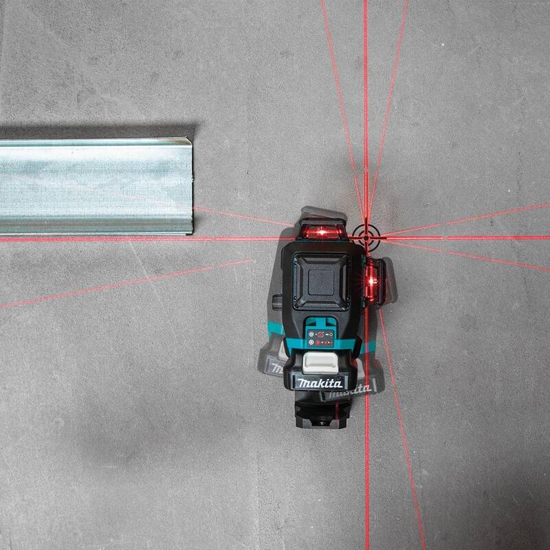 Kit de nivel láser rojo autonivelante de 360 grados de 3 planos Makita 12V máx CXT de iones de litio inalámbrico (2.0Ah) - SK700DNAJ