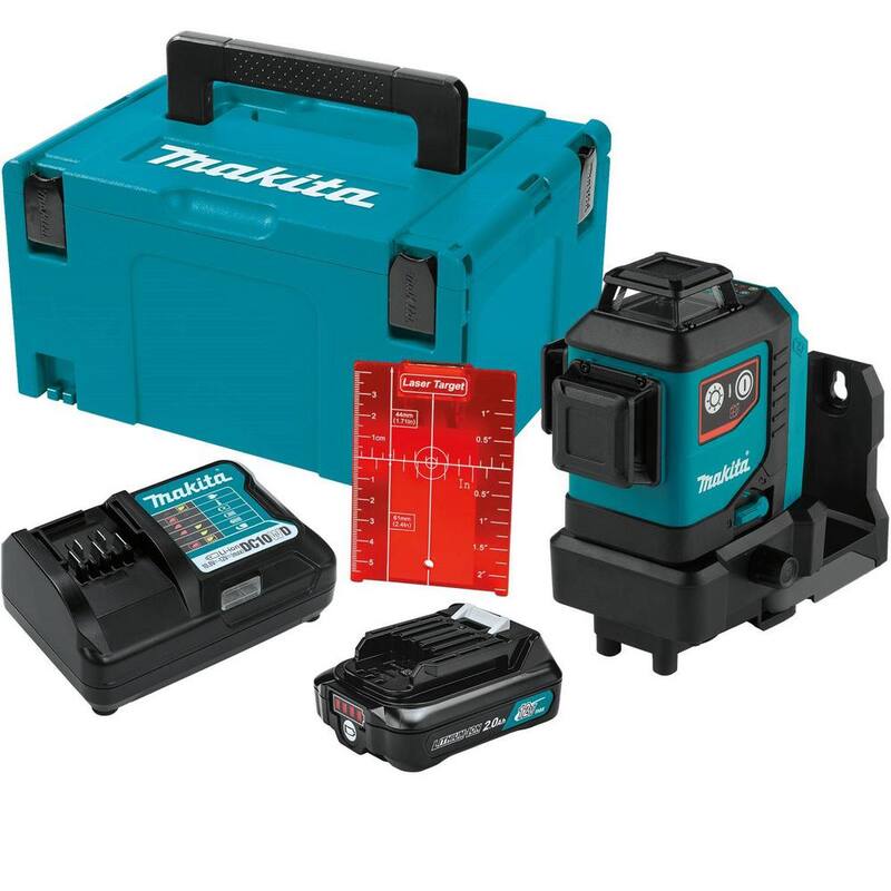 Kit de nivel láser rojo autonivelante de 360 grados de 3 planos Makita 12V máx CXT de iones de litio inalámbrico (2.0Ah) - SK700DNAJ