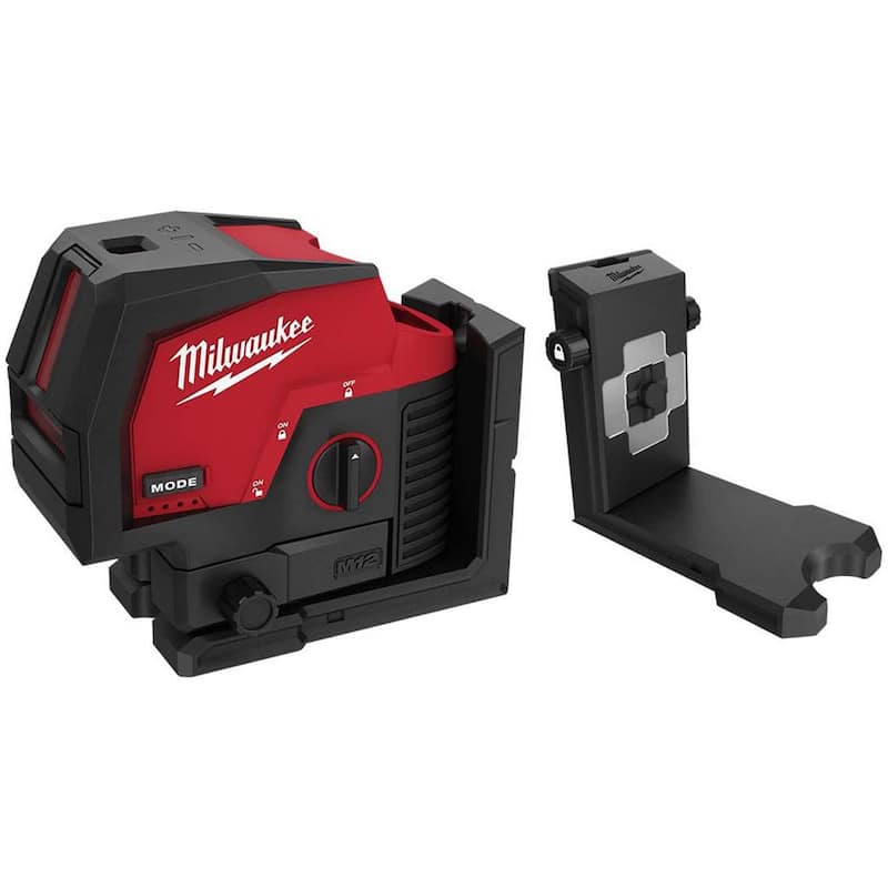Milwaukee M12 125 ft. Kit de nivel láser de línea transversal/plomada verde inalámbrico de 12 voltios con soporte láser de conexión rápida de 360° - 3622-21-48-35-1311