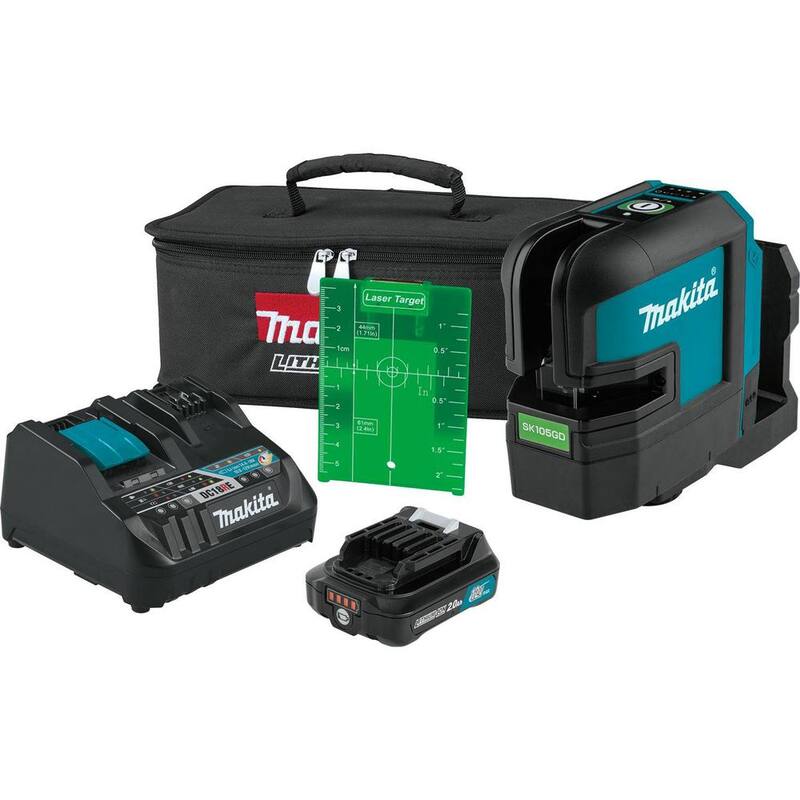 Kit de láser verde de líneas cruzadas autonivelante Makita 12V max CXT (2.0 Ah) - SK105GDNAX