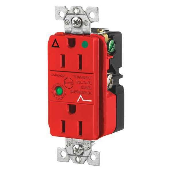 Bryant Receptacle, 15 A Amps, 125V AC, Flush Mount, Decorator Duplex Outlet, 5-15R, Red - SP82IGRA