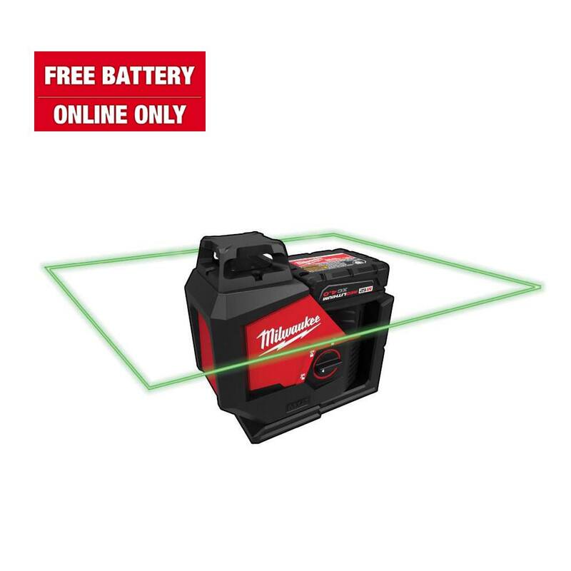 Milwaukee M12 Kit de nivel láser de plano único verde inalámbrico de 360 grados de 12 voltios de iones de litio - 3631-21