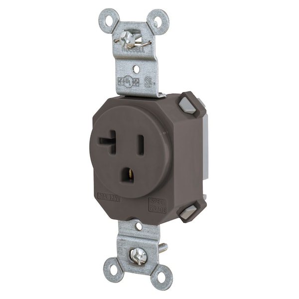 Dispositivos de hoja recta de Hubbell Wiring Device-Kellems, Receptáculos, Sencillo, SNAPConnect, 20A 125V, 2 Polos 3 Hilos a Tierra, 5-20R, Marrón. - SNAP5361