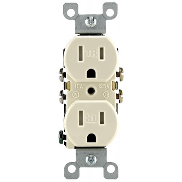 Leviton Mfg N04-T5320-00T Receptáculo Dúplex Resistente a Manipulaciones de 15 Amp en Almendra Claro - N04-T5320-00T