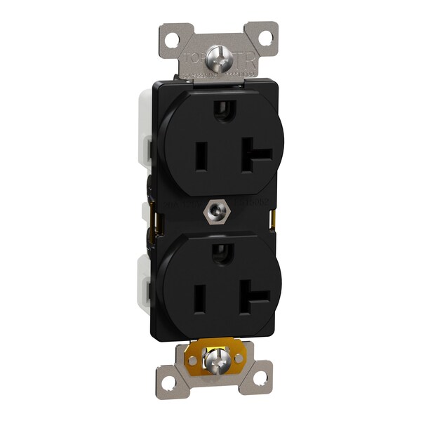 Tomacorriente Square D, 20 A, Estándar, Negro, Dúplex, 20 Amps, 125 V:-:125VAC - SQR42201BK
