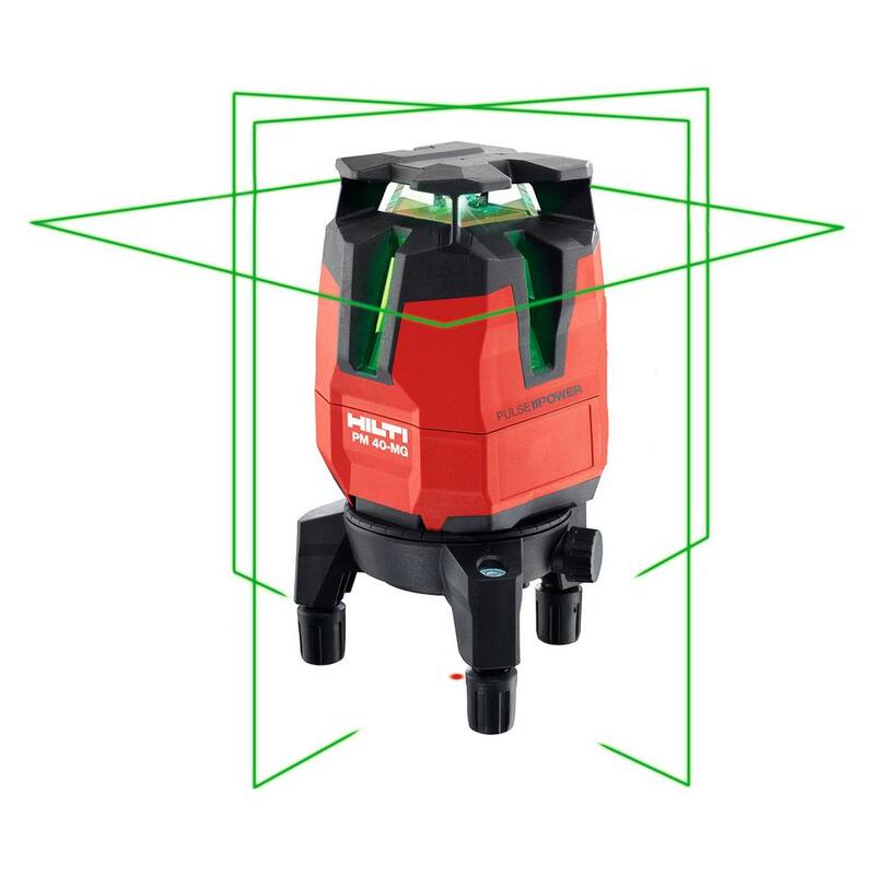 Kit de nivel láser verde de líneas múltiples Hilti de 33 pies PM 40-MG con batería, cargador, placa de objetivo y estuche - 3576140