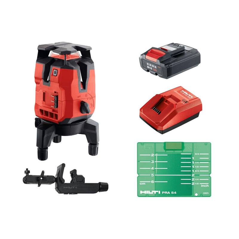 Kit de nivel láser verde de líneas múltiples Hilti de 33 pies PM 40-MG con batería, cargador, placa de objetivo y estuche - 3576140