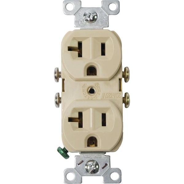 Receptáculo duplex Eaton Wiring Devices, 2 polos, 20 A, 125 V, conexión lateral, marfil - 877V-BOX