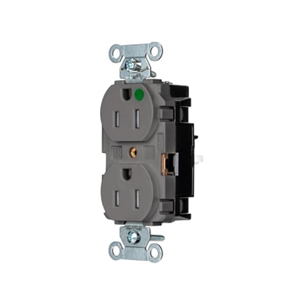 Receptáculo Hubbell Wiring Device-Kellems, 1/2 hp, 125V AC, NEMA 5-15R - 8200STGYTR