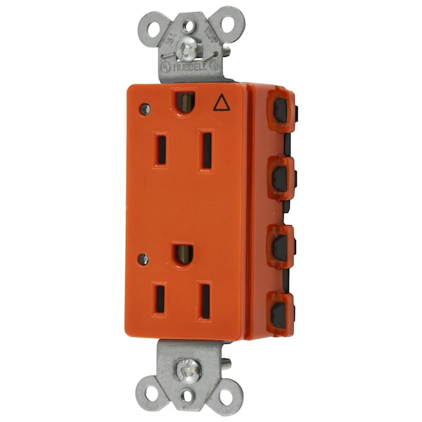 Dispositivos de hoja recta, receptáculos, tierra aislada, dúplex decorativo de línea de estilo, SNAPConnect, indicador LED, 15A 125V - SNAP2152IGL