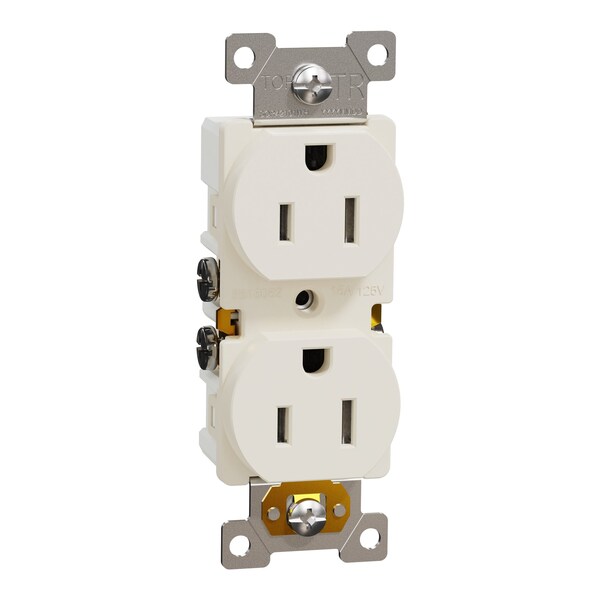 Toma de corriente Square D, Serie X, 15 A, estándar, doble, 15 amperios, 125 V:-:125VAC - SQR42101LA