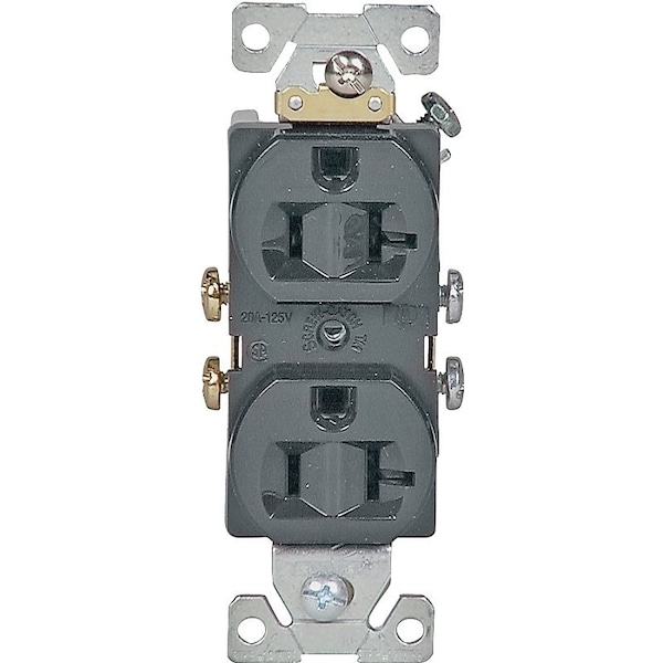 Receptáculo doble Eaton Wiring Devices, 2 polos, 20 A, 125 V, cableado lateral, color café - 877B-BOX