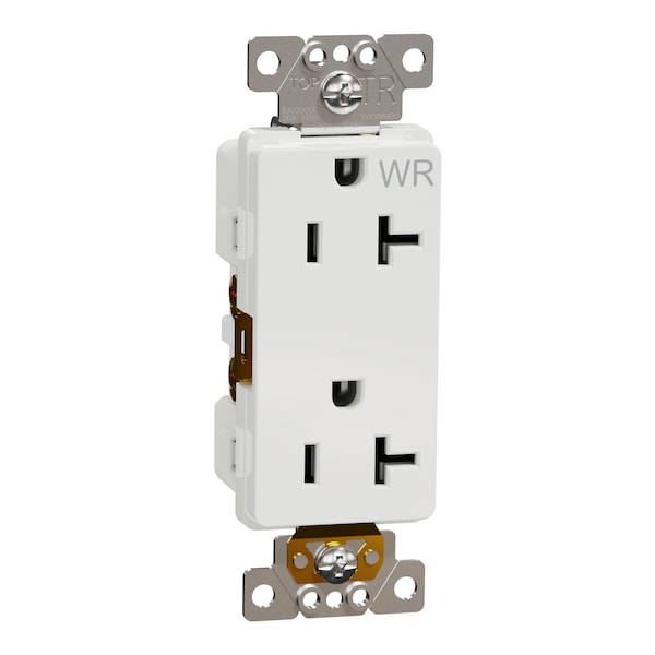 Socket-Outlet Cuadrado D, 20 A, Decorativo, a Prueba de Intemperie, Dúplex, 20 Amperios, 125 V:-:125VAC - SQR44214WH