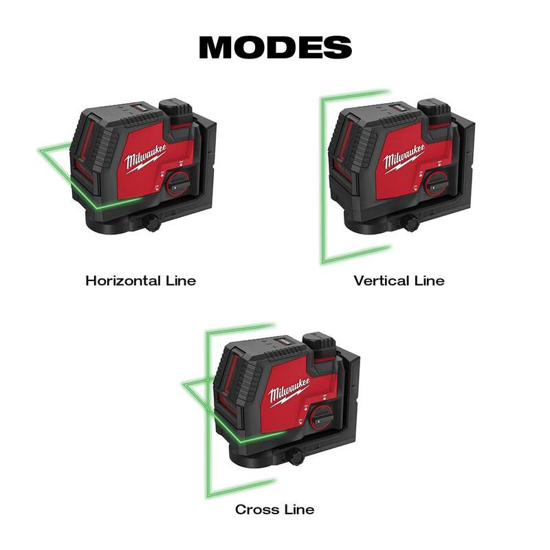 Milwaukee 100 ft. Nivel láser de línea cruzada recargable con USB y tecnología REDLITHIUM de iones de litio en color verde con cargador y medidor de distancia láser - 3521-21-48-22-9802