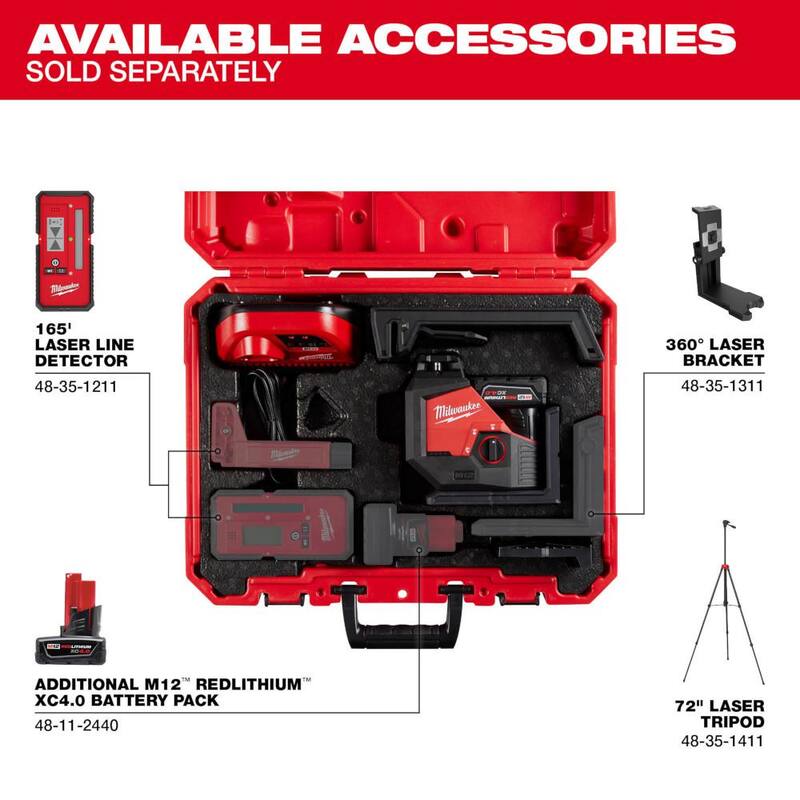 Nivel láser de un solo plano verde inalámbrico Milwaukee M12 de 12 voltios de 360 grados (solo herramienta) - 3631-20