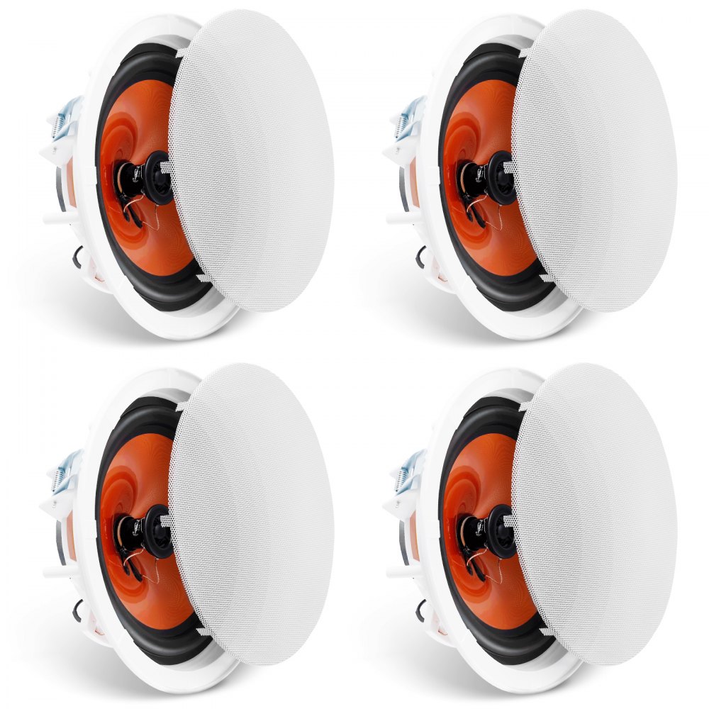 VEVOR 4 PCs 8 Inch in Ceiling Speakers, 100-Watts, Flush Mount Ceiling & in-Wall Speakers System with 8ΩImpedance 89dB Sensitivity, for Home Kitchen Living Room Bedroom or Covered Outdoor Porches - DPXDYSQ8YCSZTSBN5V9