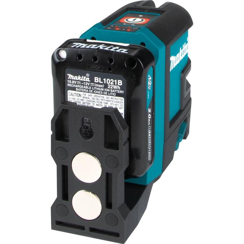Juego de láser rojo de línea cruzada auto-nivelante Makita 12V max CXT (2.0 Ah) y medidor de distancia láser de 164 pies - SK105DNAX-LD050