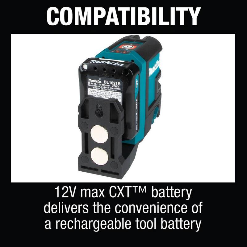 Juego de láser rojo de línea cruzada auto-nivelante Makita 12V max CXT (2.0 Ah) y medidor de distancia láser de 164 pies - SK105DNAX-LD050