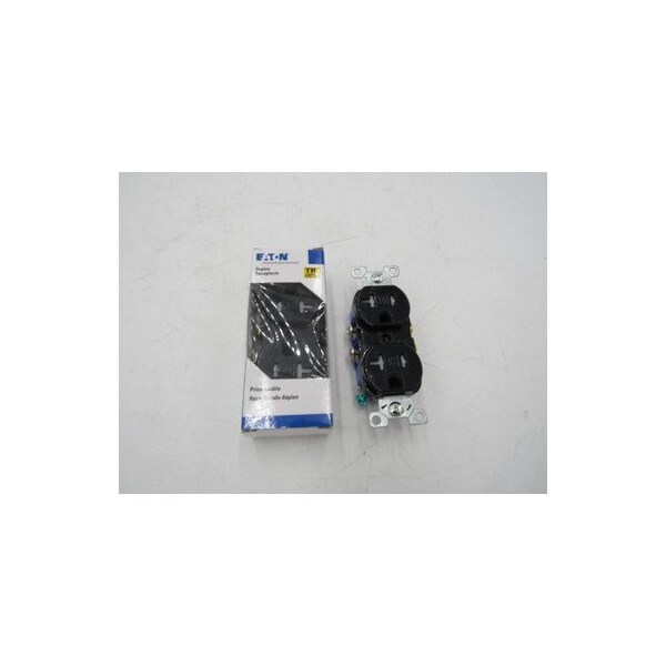Tomacorriente doble Eaton 2P 20A 125V negro con resistencia a tamper - TR370BK-BOX