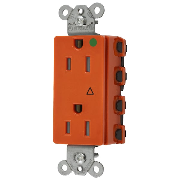 Dispositivos de cuchilla recta Hubbell Wiring Device-Kellems, Receptáculos, Línea de estilo decorador, SNAPConnect, Grado hospitalario, Tierra aislada, Indicador LED, 15A 125V, 5-15R - SNAP2172IGL