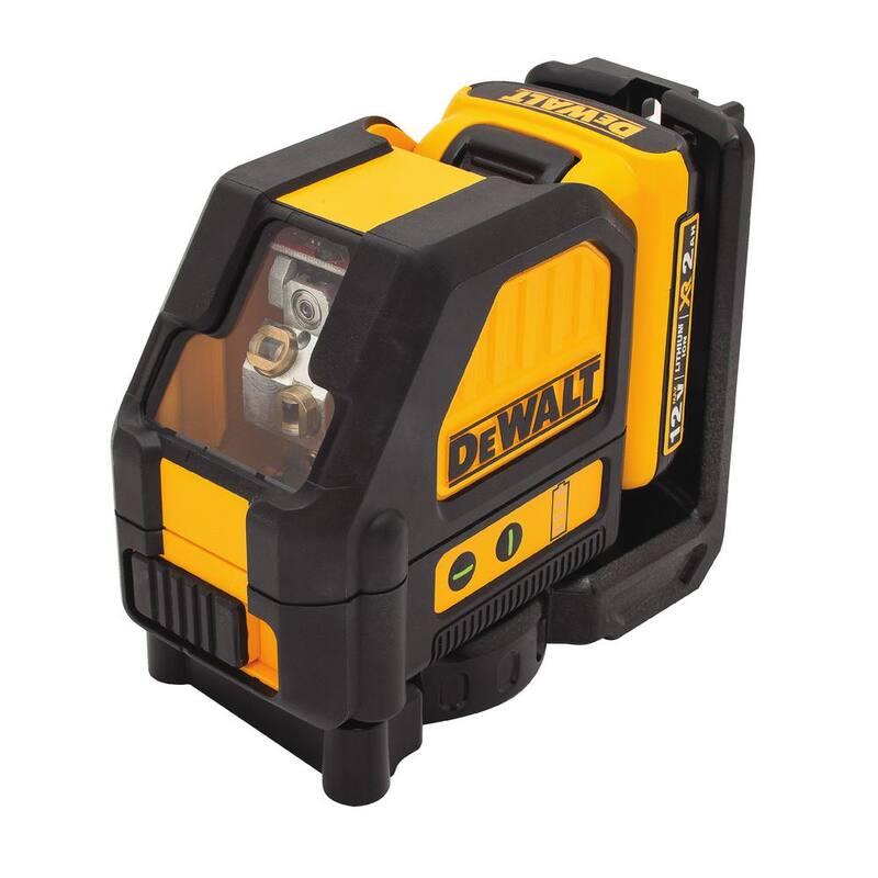 Kit nivel láser de línea cruzada autonivelante DEWALT 12V MAX de 165 pies de longitud con almacenamiento para piezas pequeñas y herramientas - DW088LGWST17804