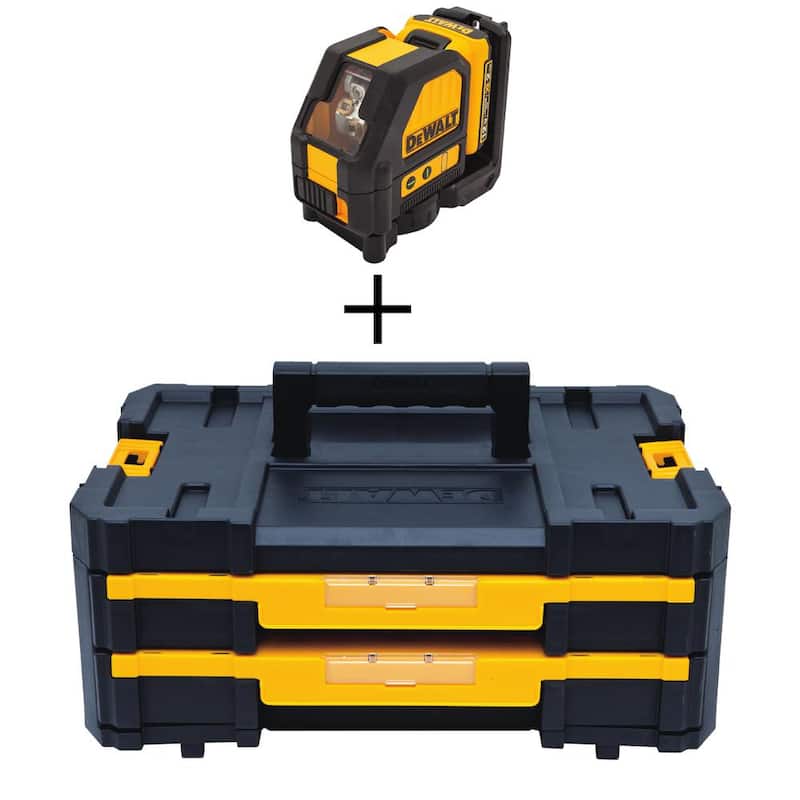 Kit nivel láser de línea cruzada autonivelante DEWALT 12V MAX de 165 pies de longitud con almacenamiento para piezas pequeñas y herramientas - DW088LGWST17804