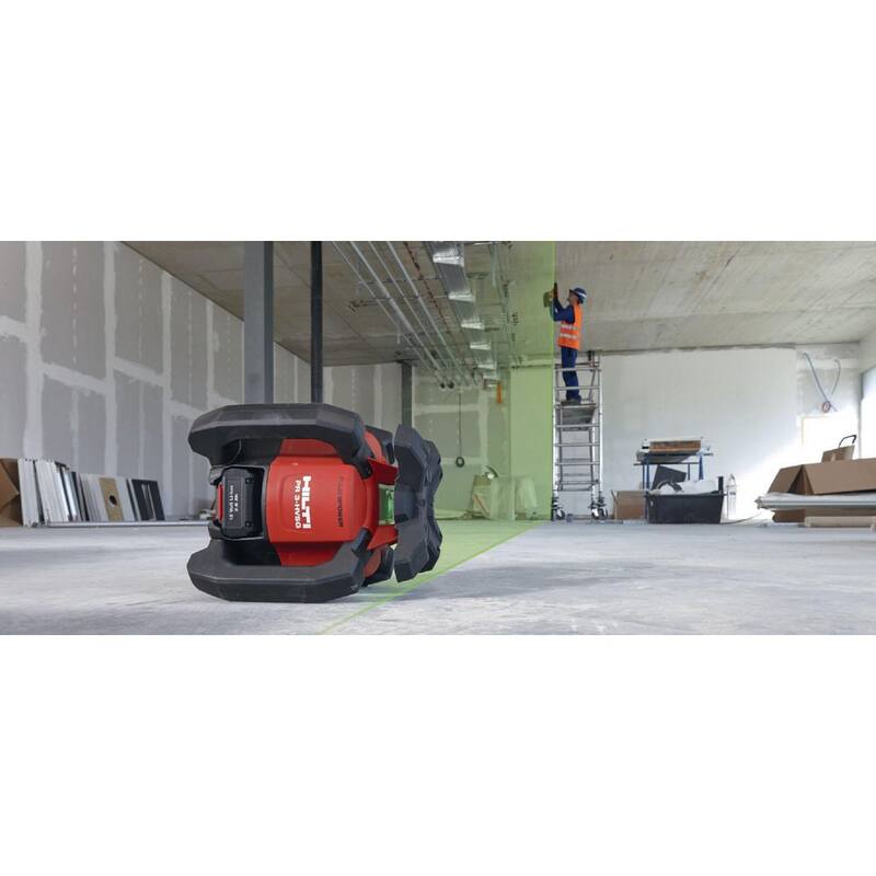 Láser verde giratorio Hilti de 33 pies PR 3-HVSG con control remoto PRA 2, objetivo PRA 54 y estuche (baterías no incluidas) - 2149765
