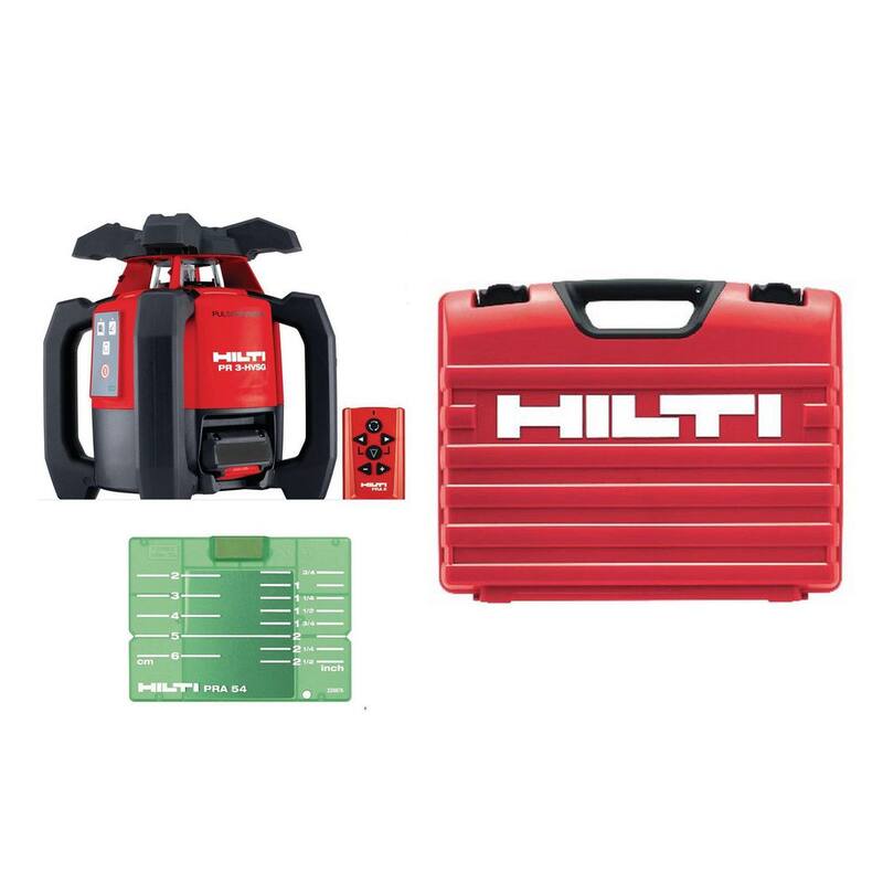 Láser verde giratorio Hilti de 33 pies PR 3-HVSG con control remoto PRA 2, objetivo PRA 54 y estuche (baterías no incluidas) - 2149765