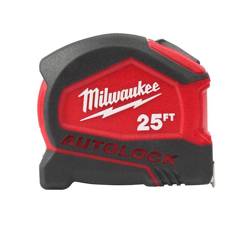 Milwaukee Cinta Métrica Compacta de Bloqueo Automático de 25 pies con Escala Fraccional y 9 pies de Alcance - 48-22-6825