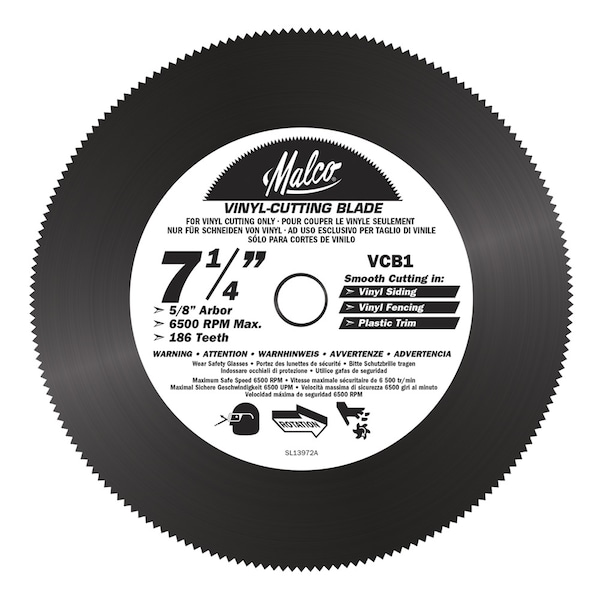 Malco VCB1 7-1/4 in. Vinyl Siding & Fencing Cutting Circular Saw Blade - VCB1