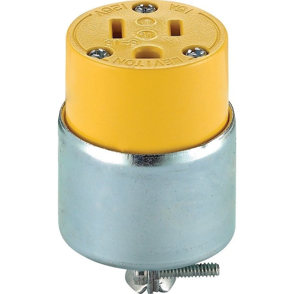 Conector recto de hoja con tierra blindado comercial Leviton 5-15R 2 polos 3 cables - 515CA-000
