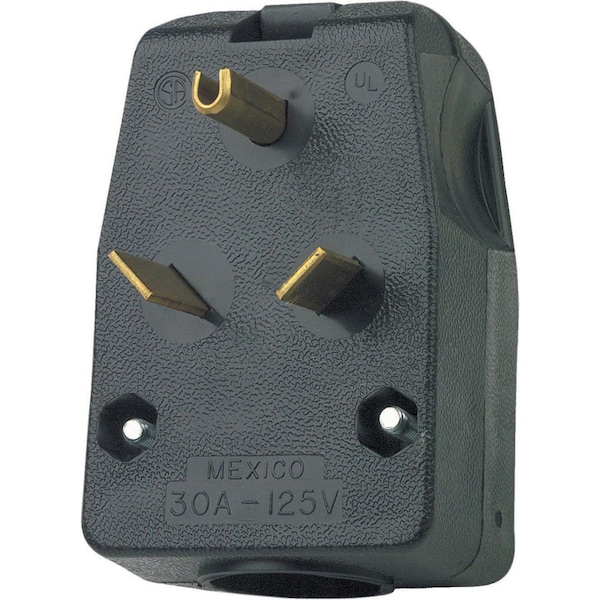 Leviton Enchufe de Ángulo de Hoja de Termoplástico Comercial TT-30P 14-6 AWG 2 Polos 3 Cables - 00830-00E