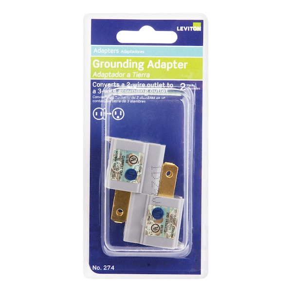 Adaptador de toma corriente polarizada Leviton de 1 salida, paquete de 2 - C30-00274-000
