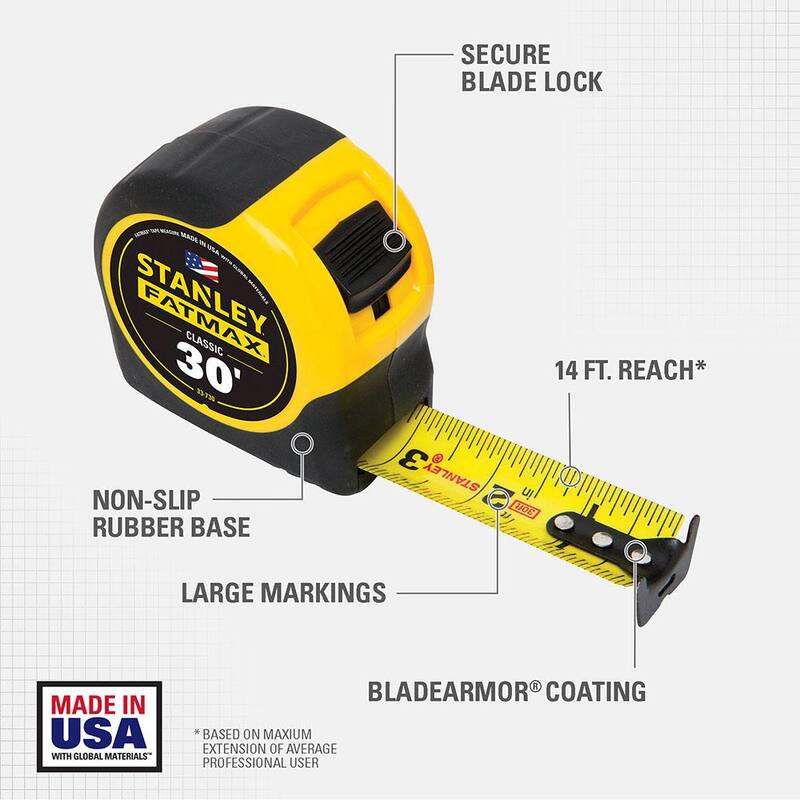 Cinta métrica Stanley FATMAX de 30 pies x 1-1/4 pulgadas - 33-730X