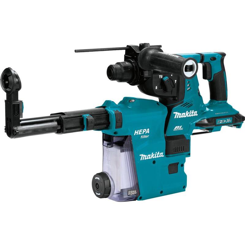 Martillo rotativo inalámbrico sin escobillas Makita 18V X2 LXT 36V 1-1/8 pulg. con extractor de polvo HEPA AFT, compatible con AWS (solo herramienta) - XRH10ZW