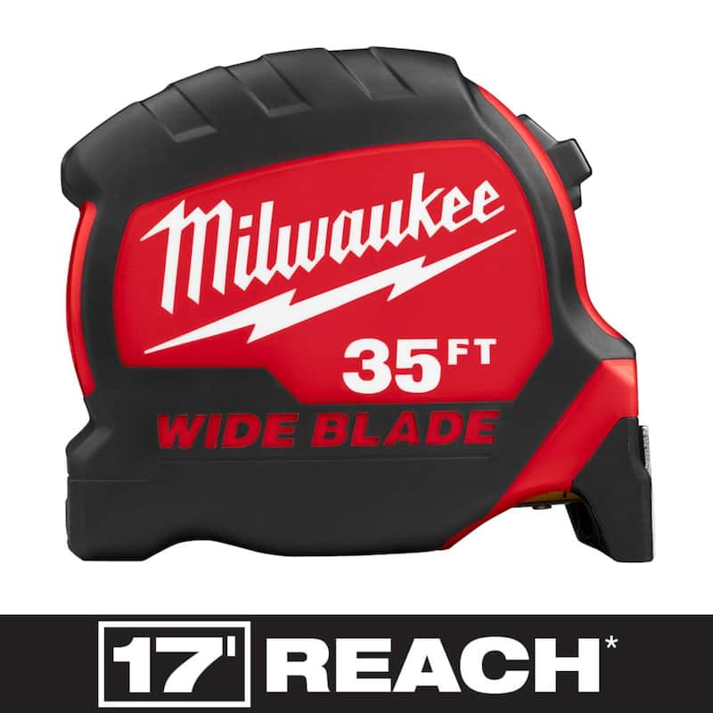 Milwaukee Cinta Métrica de Cinta Ancha de 35 pies x 1-5/16 pulgadas con Alcance de 17 pies - 48-22-0235